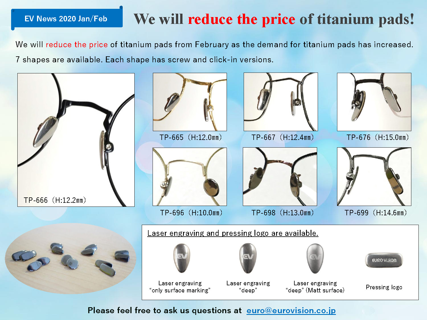 thumbnail:2020 Jan/Feb  We will reduce the price of titanium pads!