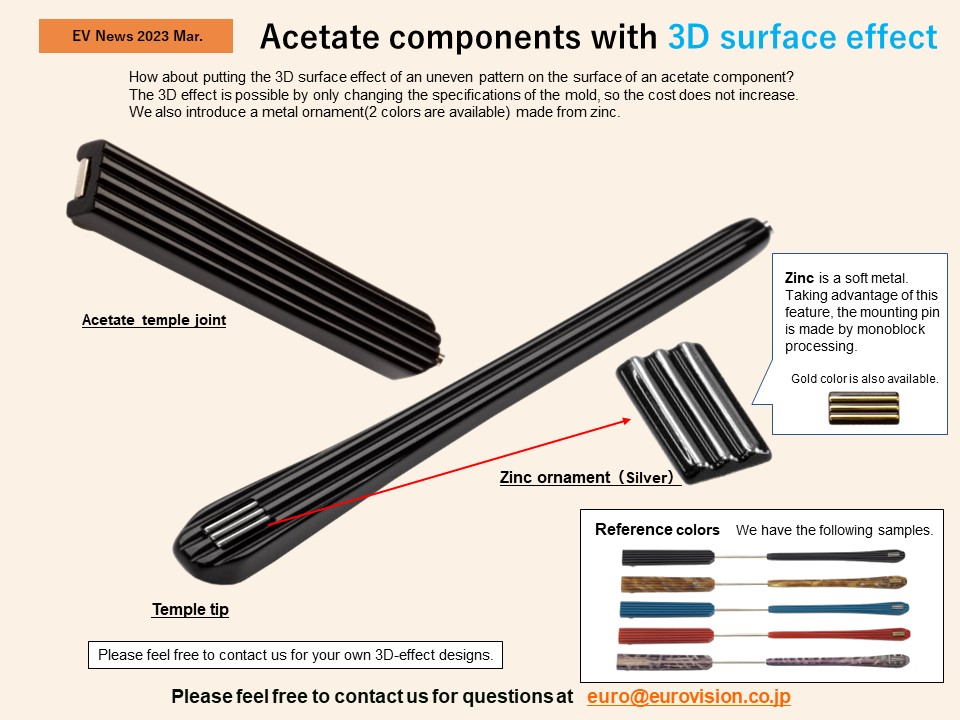 thumbnail:2023 Mar Acetate components with 3D surface effect 