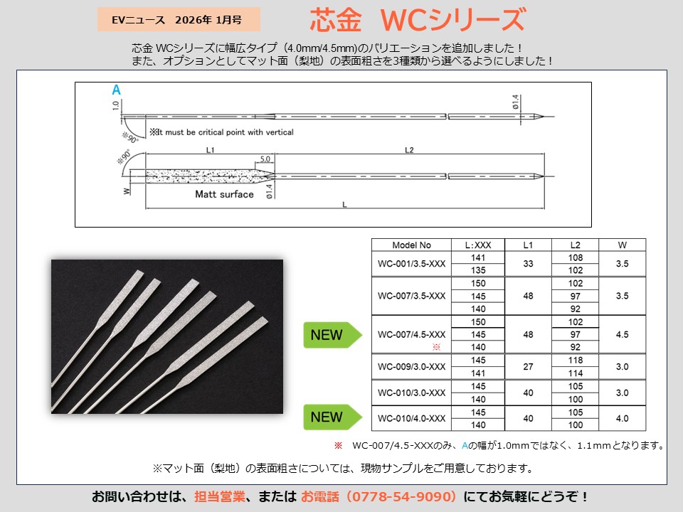 月刊サムネイル画像：2026年1月号：4.0ｍｍと4.5mmの幅広タイプを追加しました「芯金 WCシリーズ」